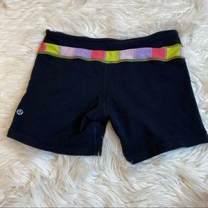 lululemon athletica Black Athletic Shorts with Colorblock Waistband